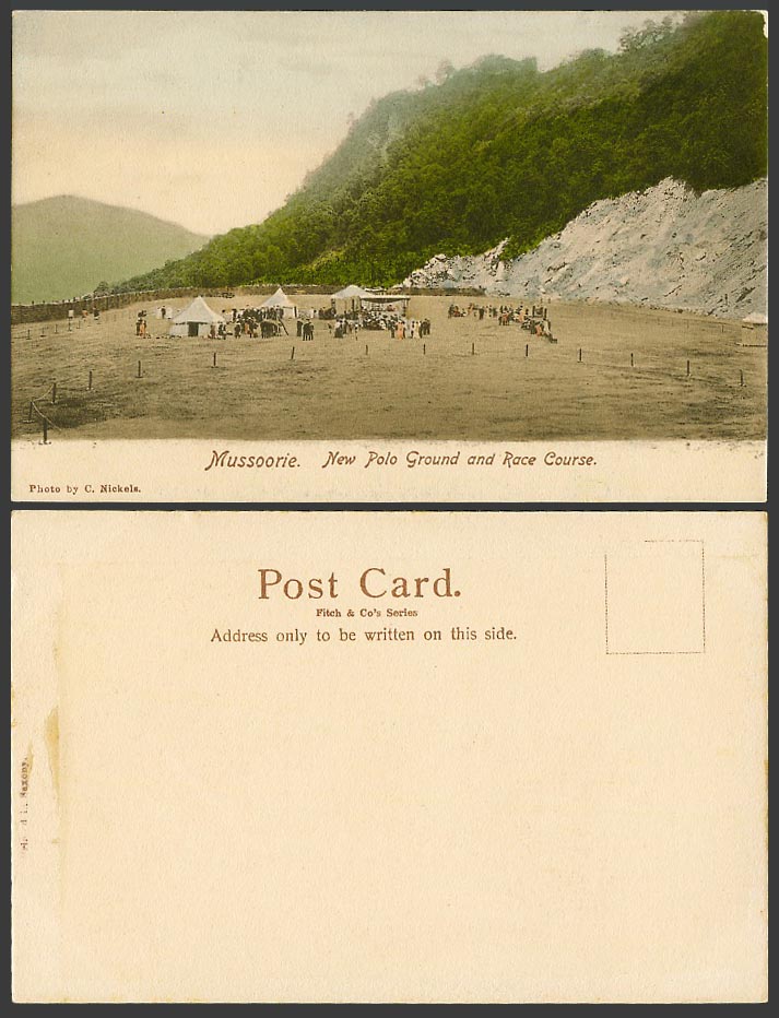 India Old UB Postcard Mussoorie New Polo Ground and Race Course Racecourse Tents