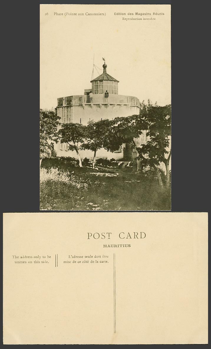 Mauritius Old Postcard Lighthouse Phare Pointe aux Canonniers Cannoniers Maurice