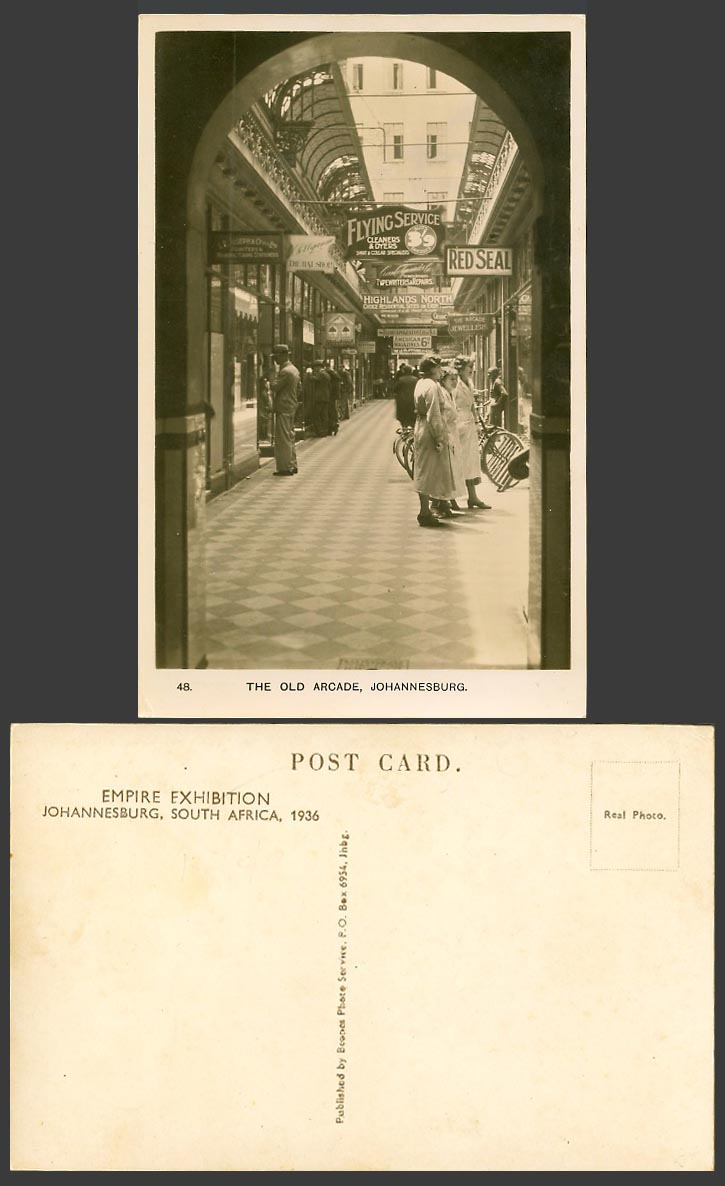 South Africa Old Postcard Johannesburg The Old Arcade Red Seal Hat Shop Cleaners