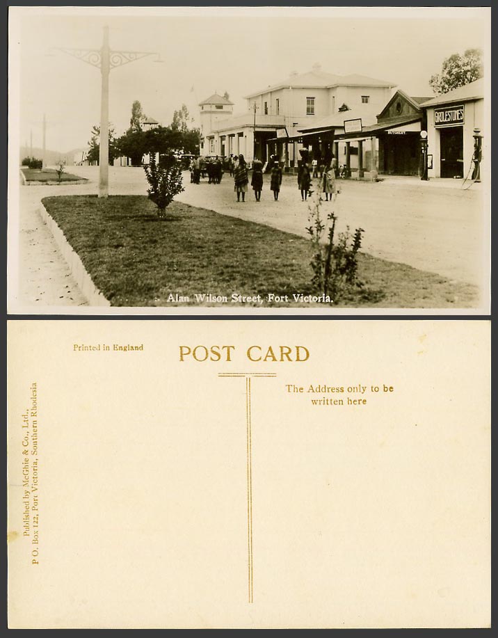 Rhodesia Old Real Photo Postcard Alan Wilson Street Scene Fort Victoria Masvingo