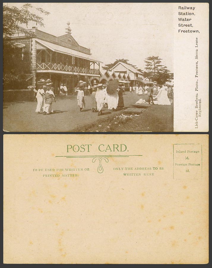 Sierra Leone Old Postcard Freetown Water Street Railway Station and Street Scene