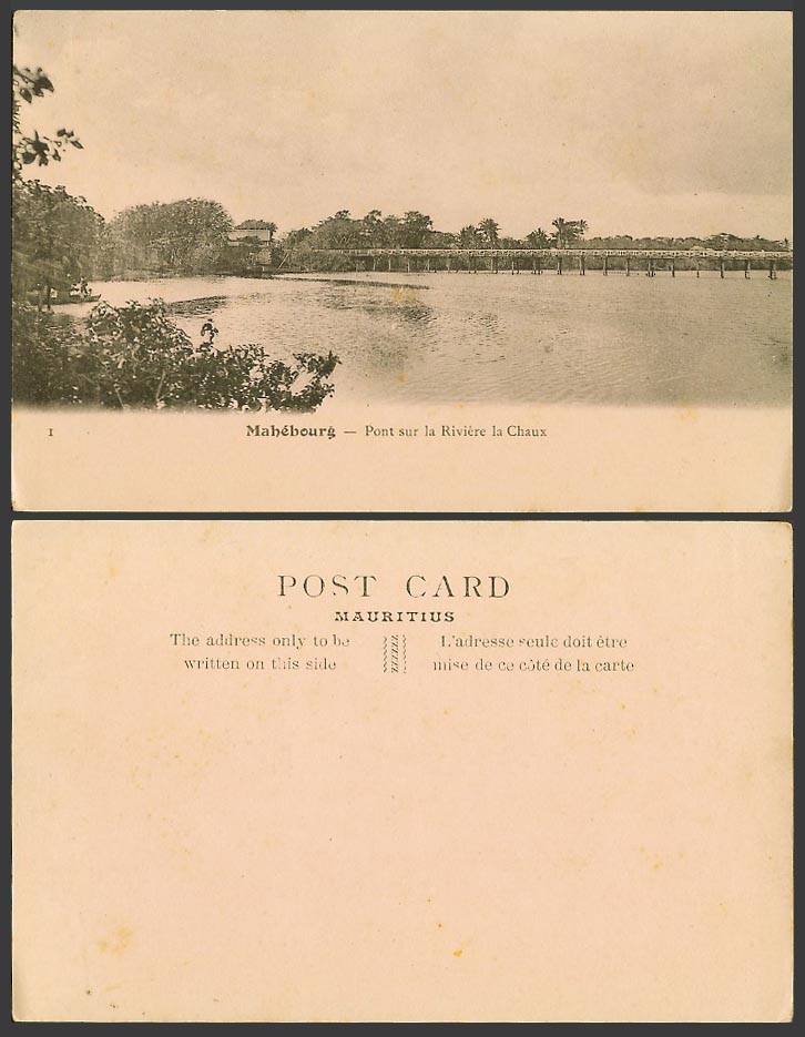 Mauritius Old Postcard MAHEBOURG Bridge Pont sur la Riviere la Chaux River Scene