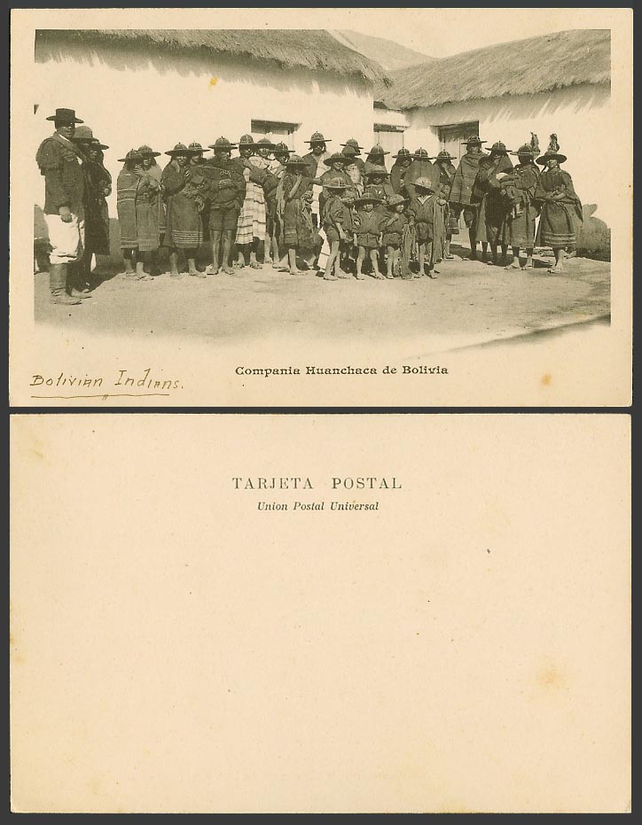 Bolivia Old UB Postcard Compania Huanchaca Native Houses Street Bolivian Indians