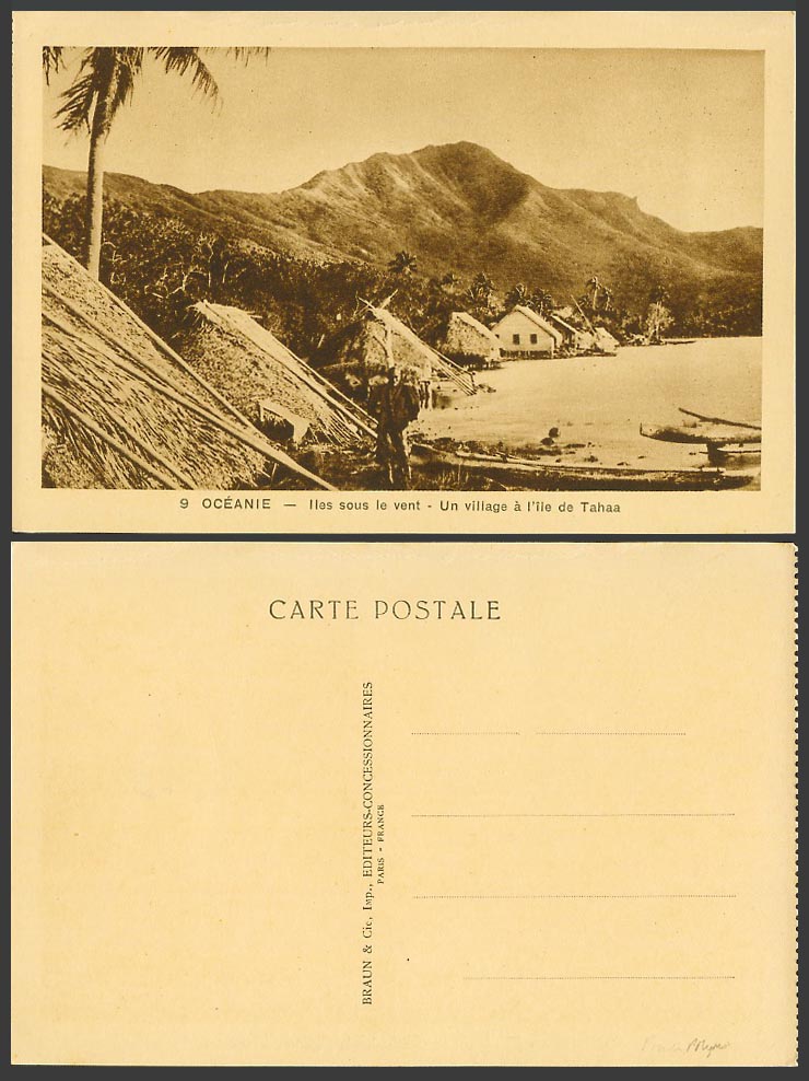 French Polynesia, Village a I'lle de Tahaa Taha’a, Leeward Islands Old Postcard
