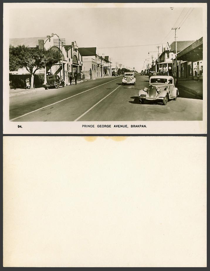 South Africa Old Postcard Brakpan Prince George Avenue Vintage Motor Car Gauteng