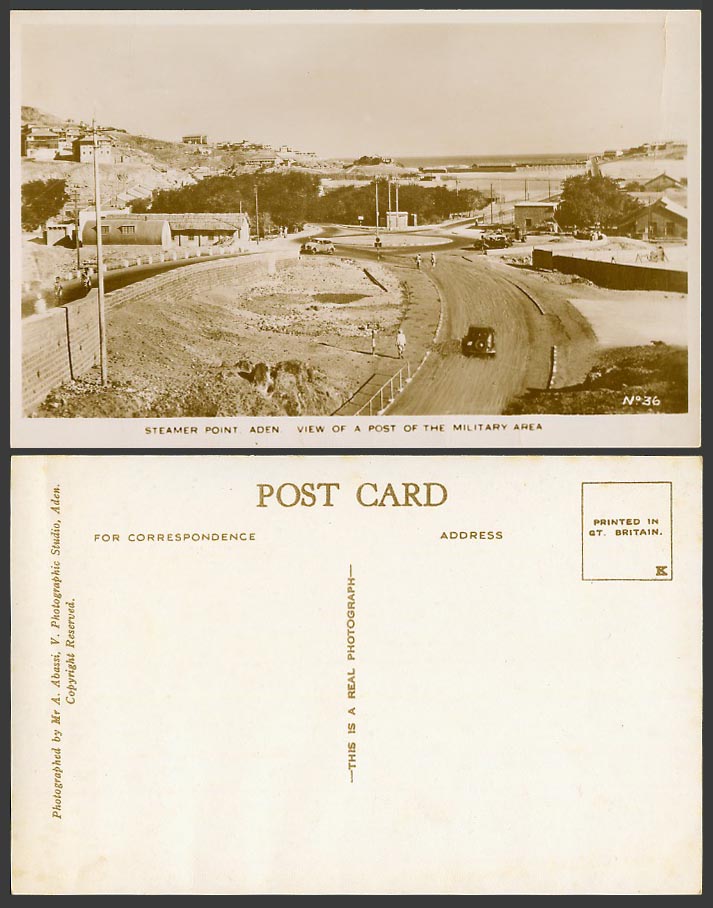 Aden Steamer Point, A Post of Military Area Street Scene Cars Old Photo Postcard