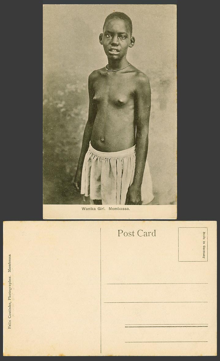 Kenya Old Postcard Wanyika Tribe Wanyika Girl, Native Young Woman Mombasa Ethnic