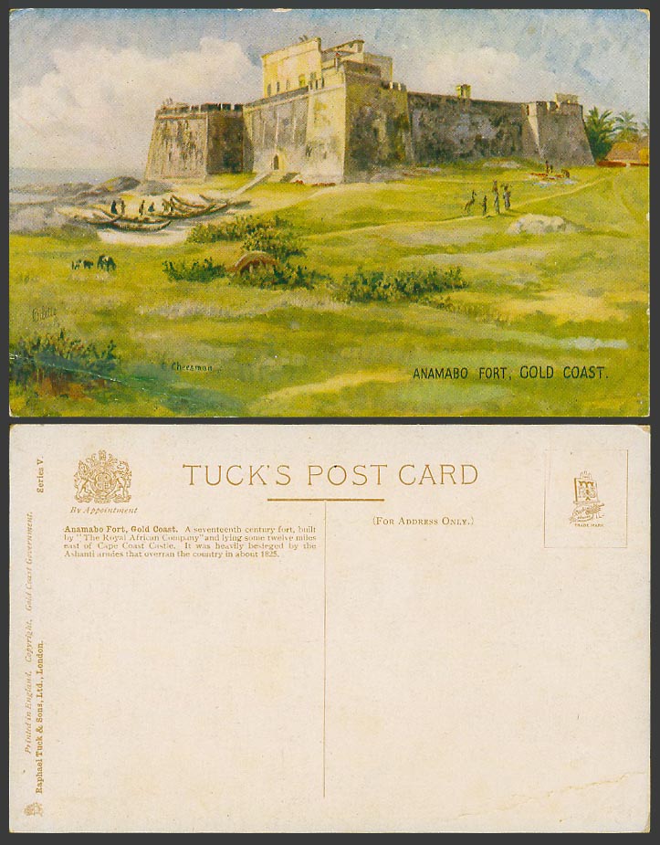 Gold Coast Ghana Old Tuck's Postcard Anamabo Fort 17th century Royal African Co.