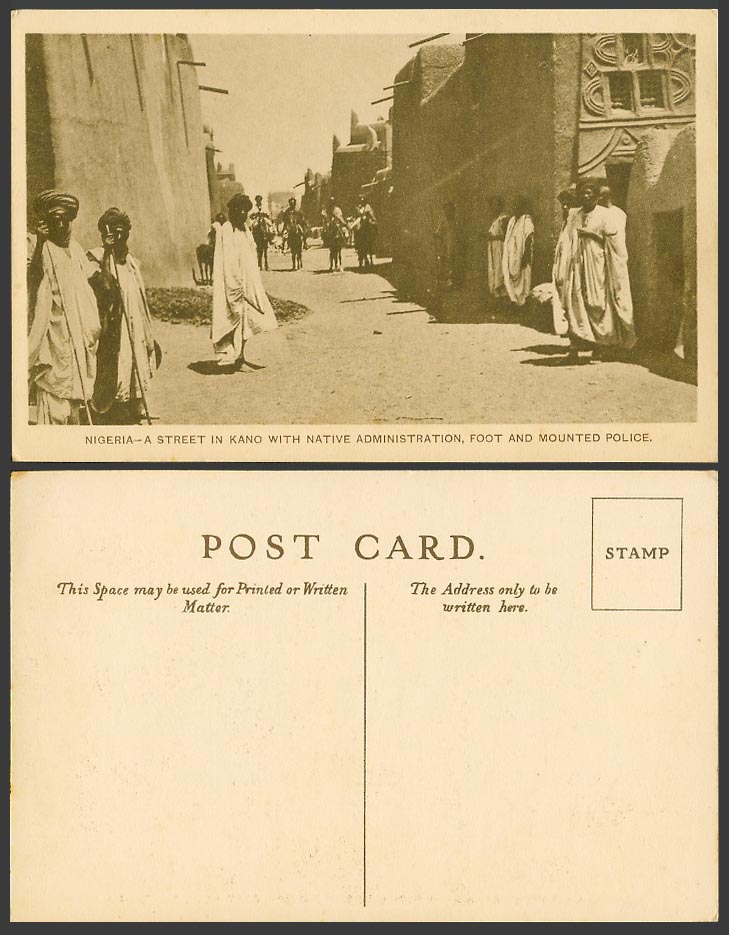 Nigeria Old Postcard Street in Kano, Native Administration Foot & Mounted Police