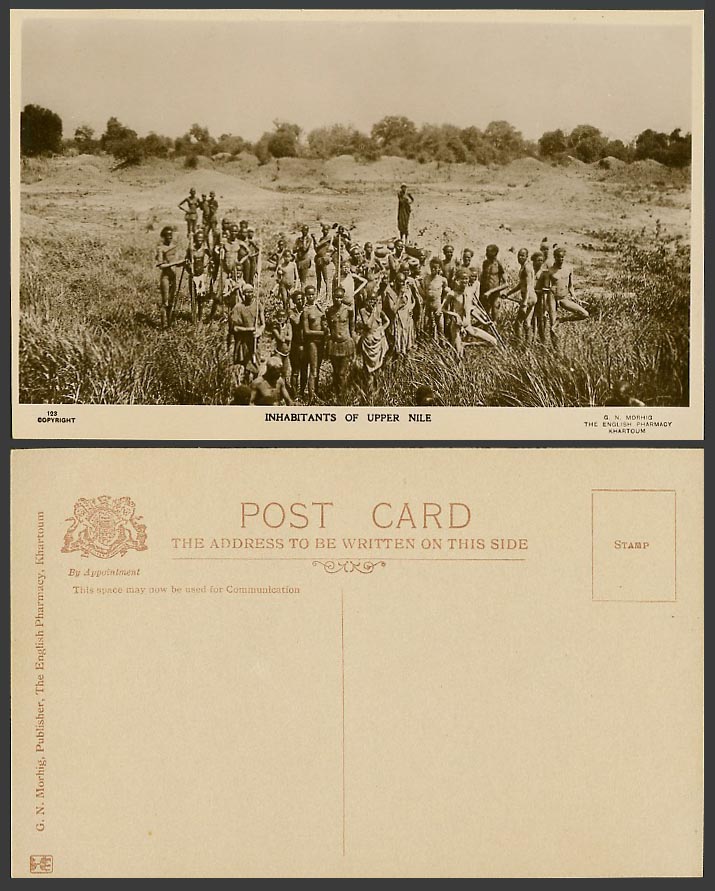 Sudan Old Real Photo Postcard Inhabitants of Upper Nile, Native Men and Women
