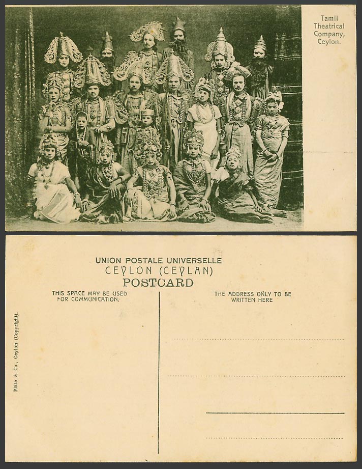 Ceylon Old Postcard Tamil Theatrical Company Stage Costumes Actors and Actresses