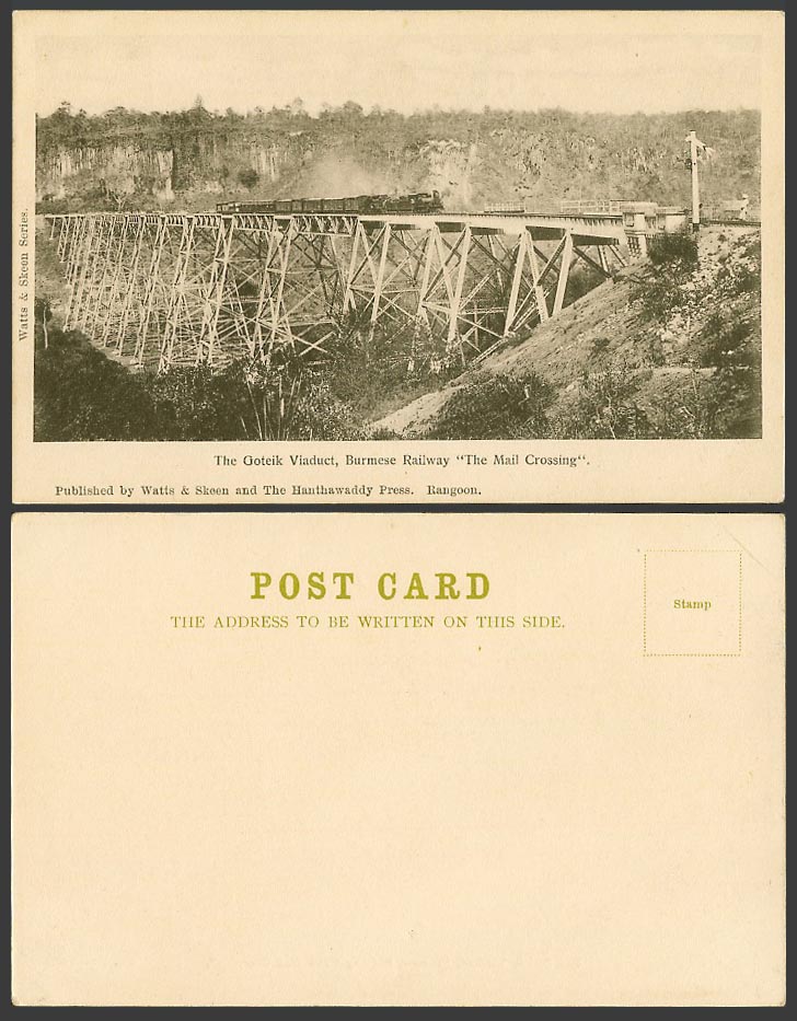 Burma Old Postcard Goteik Viaduct Railway Bridge, Burmese Railway, Mail Crossing