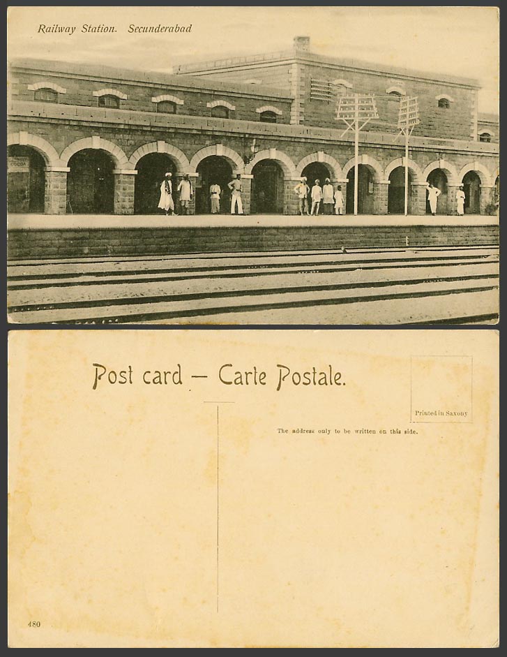 India Old Postcard Secunderabad Railway Station Train Station Platform Railroads