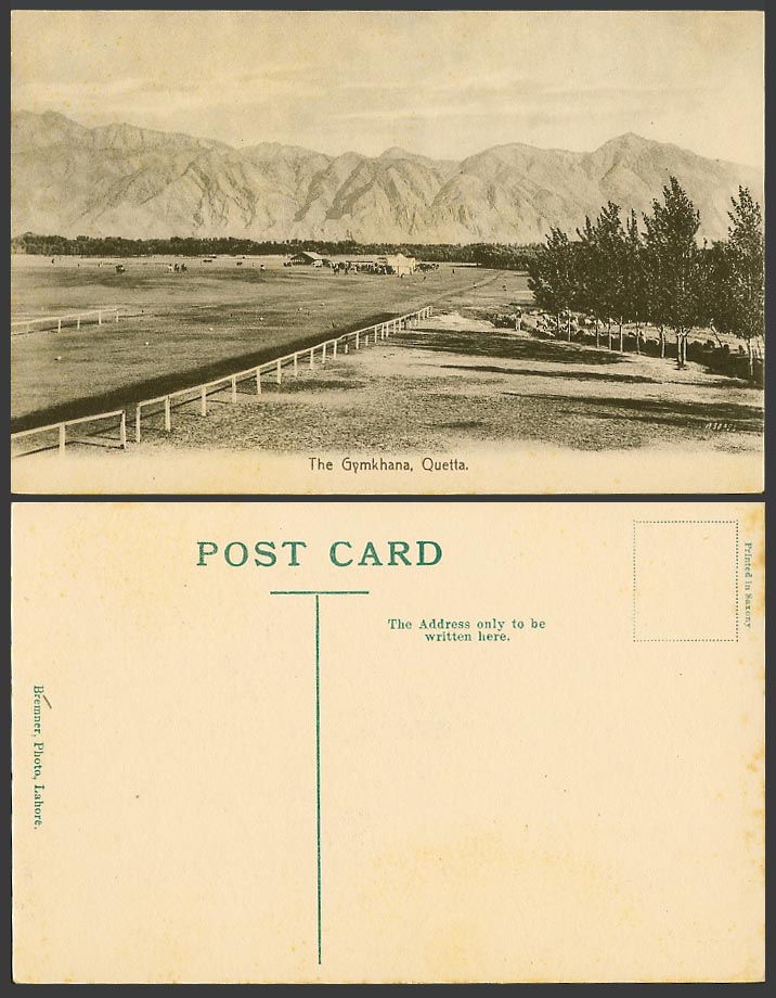 Pakistan Old Postcard Quetta The Gymkhana, Horse Race Course Racecourse Panorama