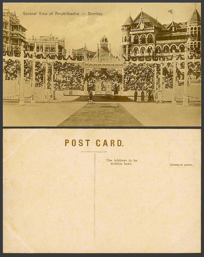 India Coronation 1911 Old Postcard General View of Amphitheatre Pavilion, Bombay