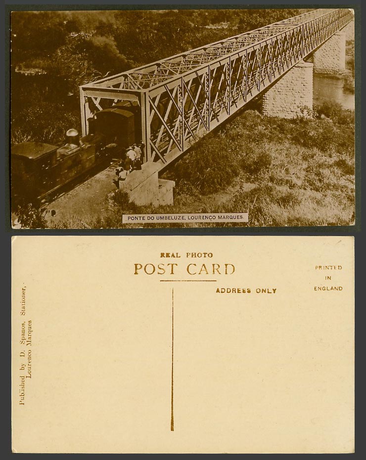 Lourenco Marques Old Postcard Ponte Do Umbeluzi, Locomotive Train Railway Bridge