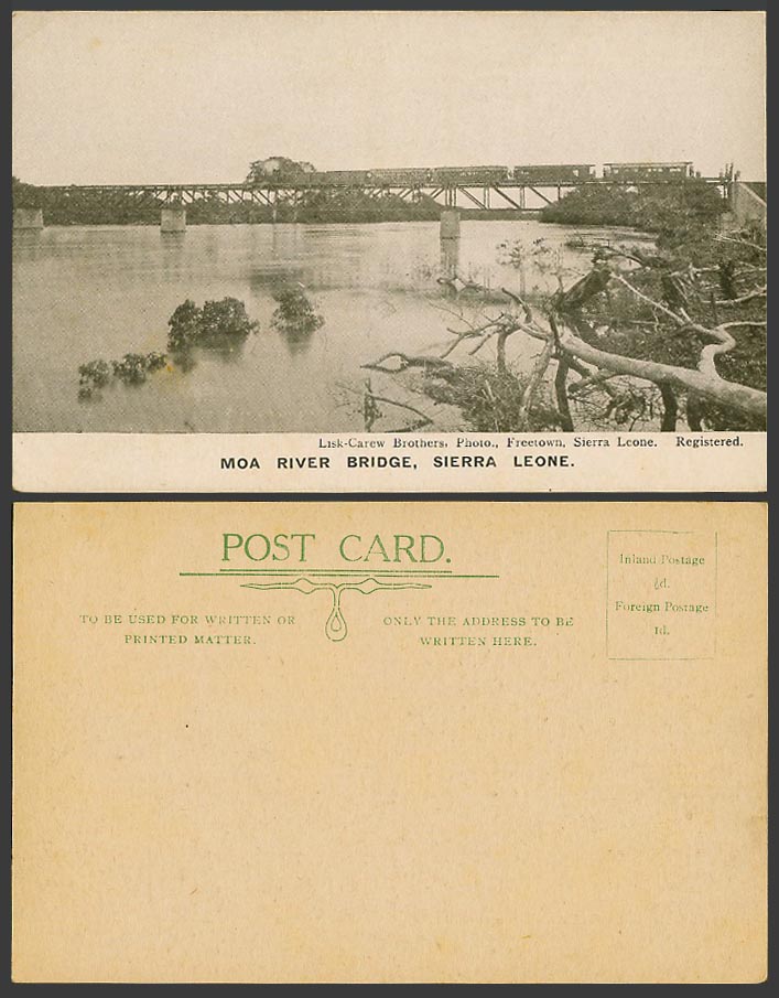 Sierra Leone Old Postcard Locomotive Train Moa River Bridge Truss Railway Bridge