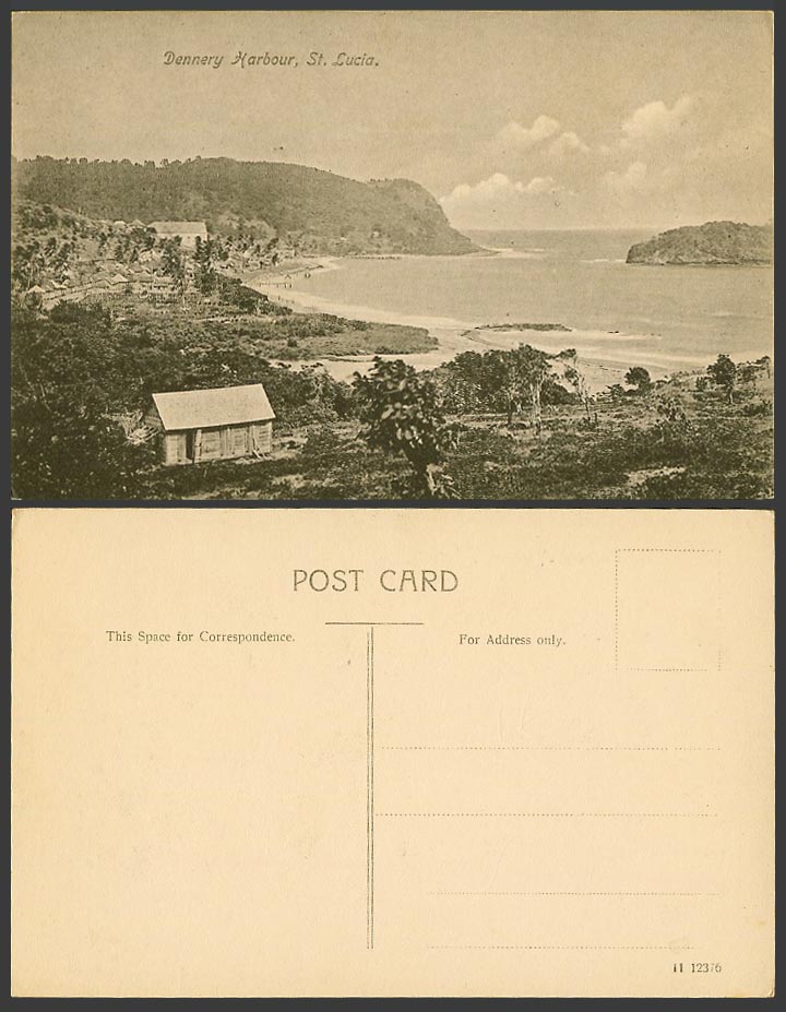 Saint St. Lucia Old Postcard Dennery Harbour Beach Seaside Panorama General View