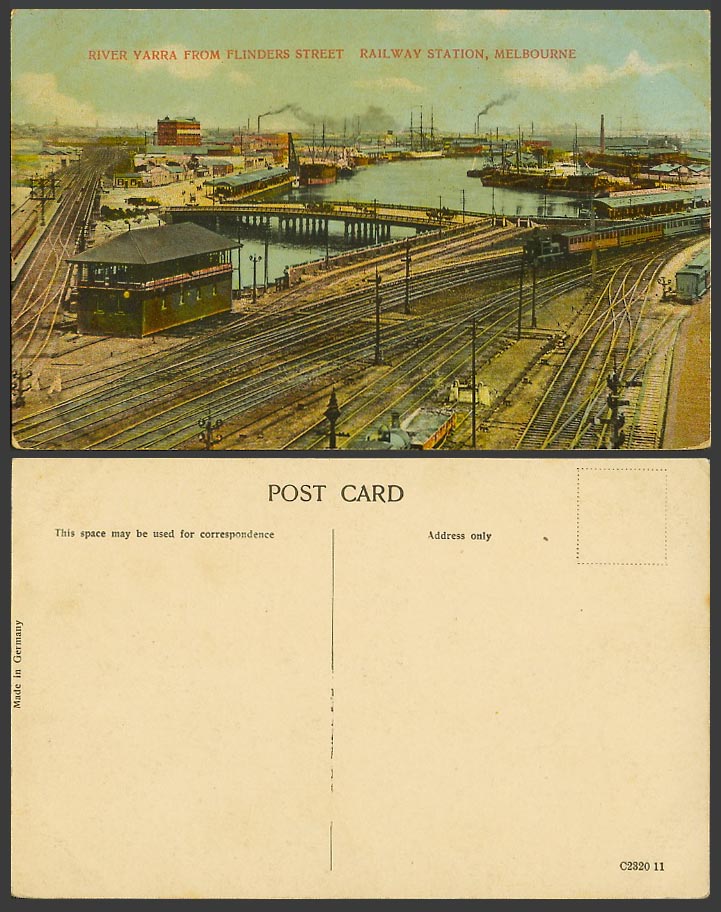 Australia Old Postcard Melbourne Railway Station River Yarra frm Flinders Street