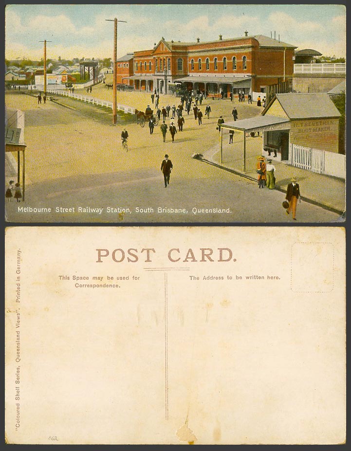 Australia Old Postcard Melbourne Train Railway Station South Brisbane Queensland