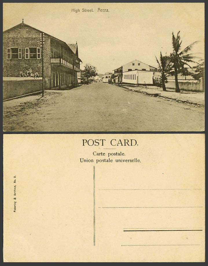 Gold Coast, Accra, High Street Scene, Ghana, West Africa Palm Trees Old Postcard