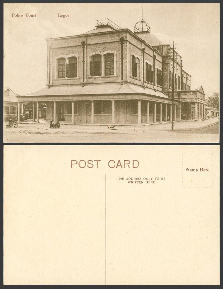 Nigeria Old Postcard Police Court, Lagos, Police Station and Street Scene Africa