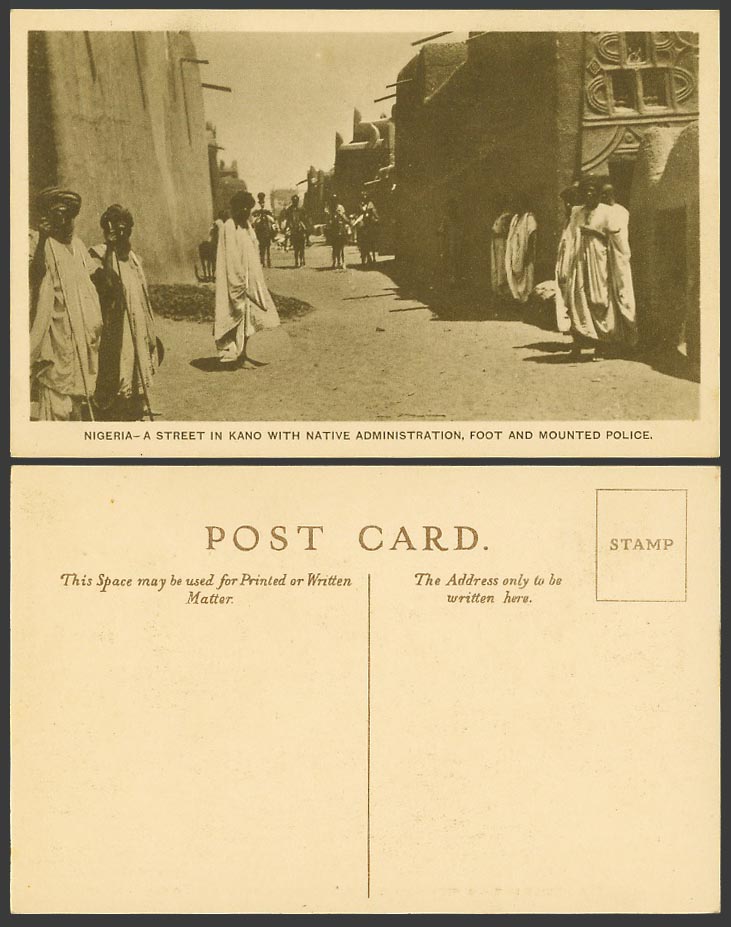Nigeria Old Postcard Kano Street Scene Native Administration Foot Mounted Police