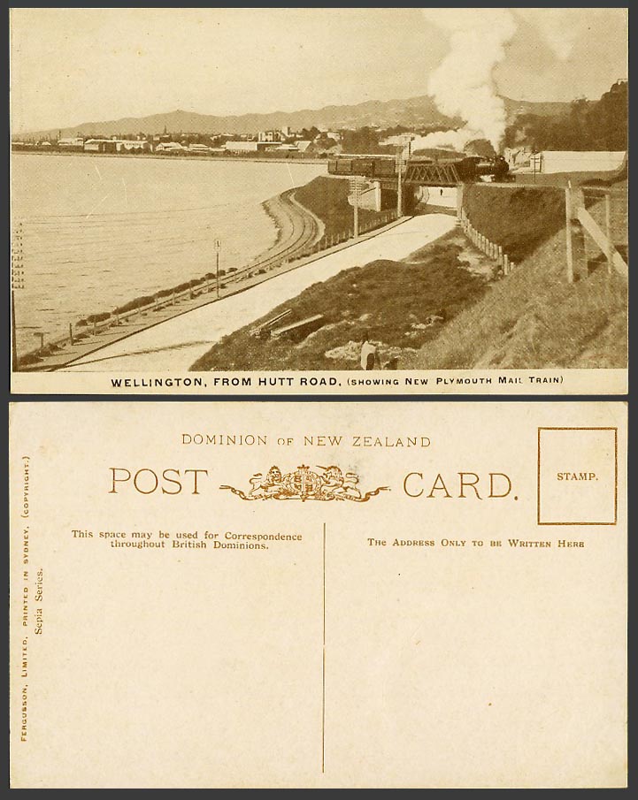 New Zealand Old Postcard Wellington Hutt Road New Plymouth Mail Train Locomotive