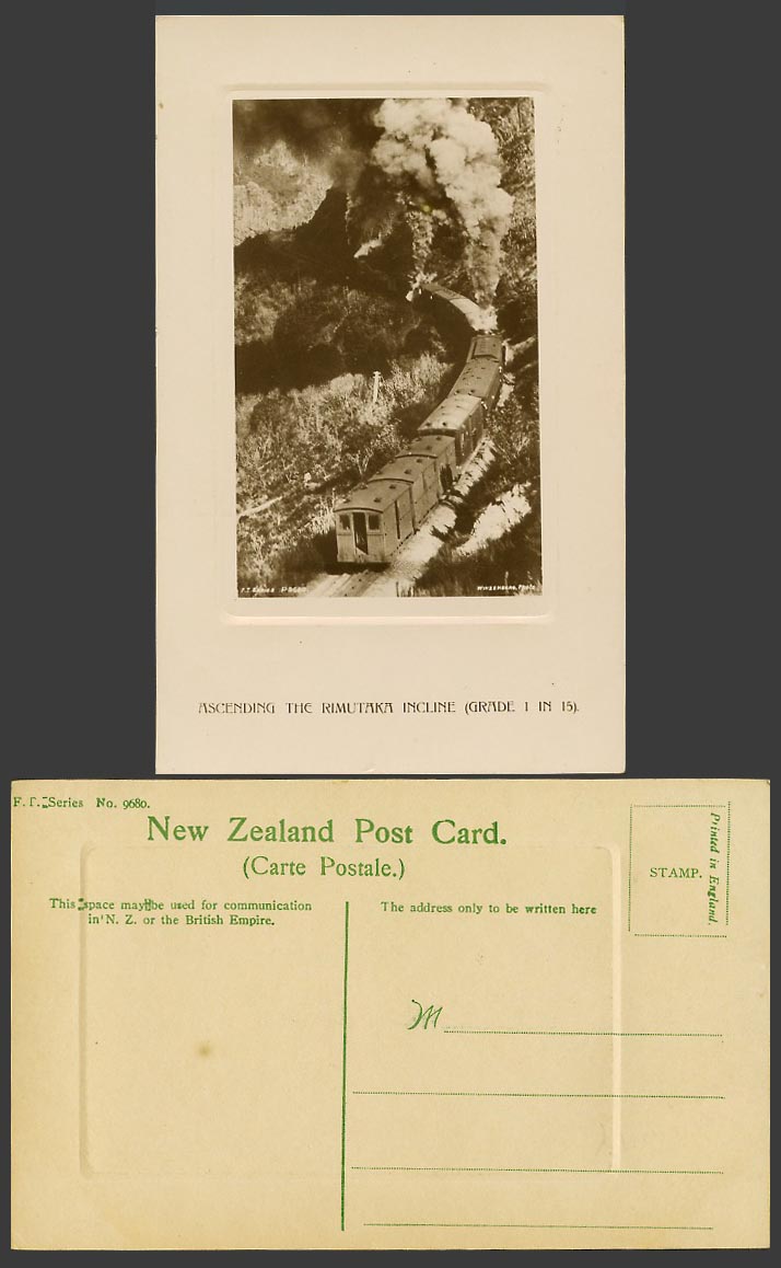 New Zealand Old R Photo Postcard Rimutaka Incline Grade 1 in 15 Locomotive Train
