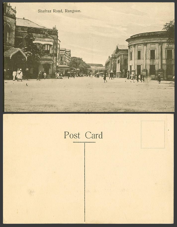 Burma Old Postcard Shafraz Road, Rangoon, Burmese Street Scene, Yangon, Myanmar