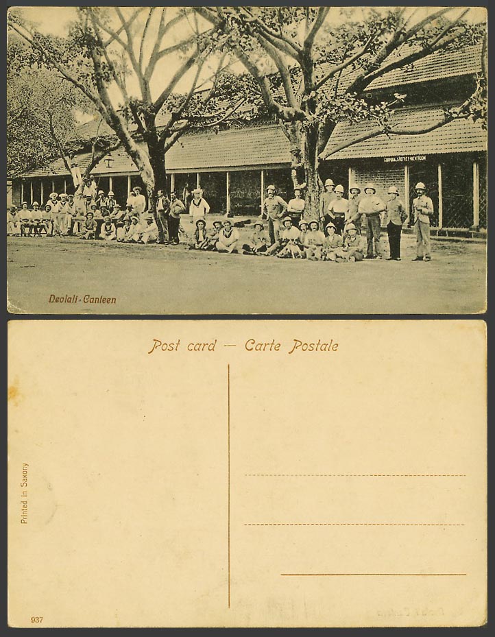 India Old Postcard Deolali Canteen, Military Soldiers Corporals Refreshment Room