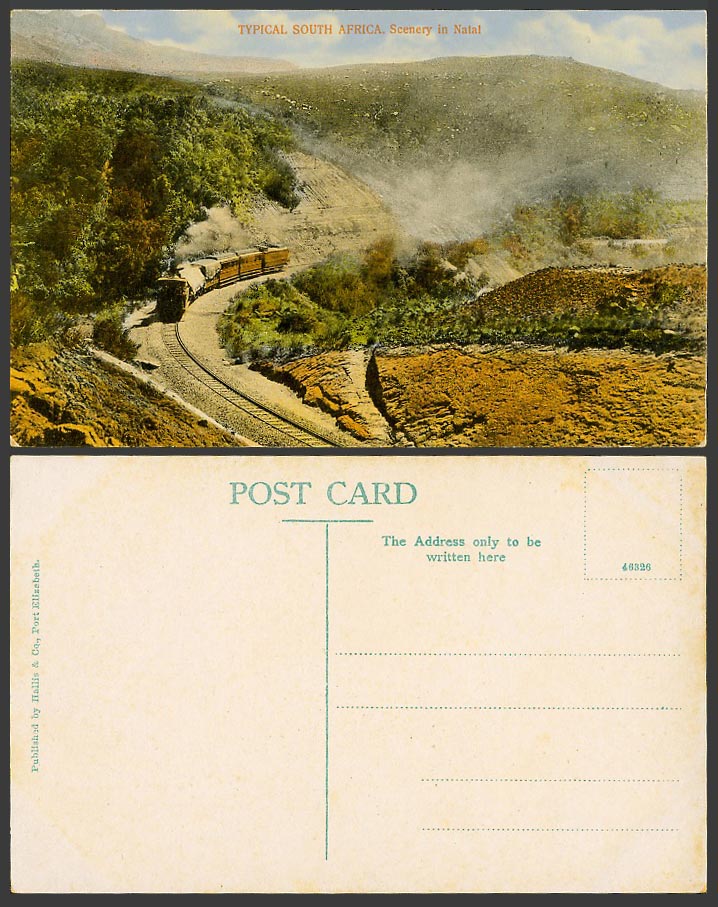South Africa Typical Scenery in Natal Locomotive Train Railway Rail Old Postcard