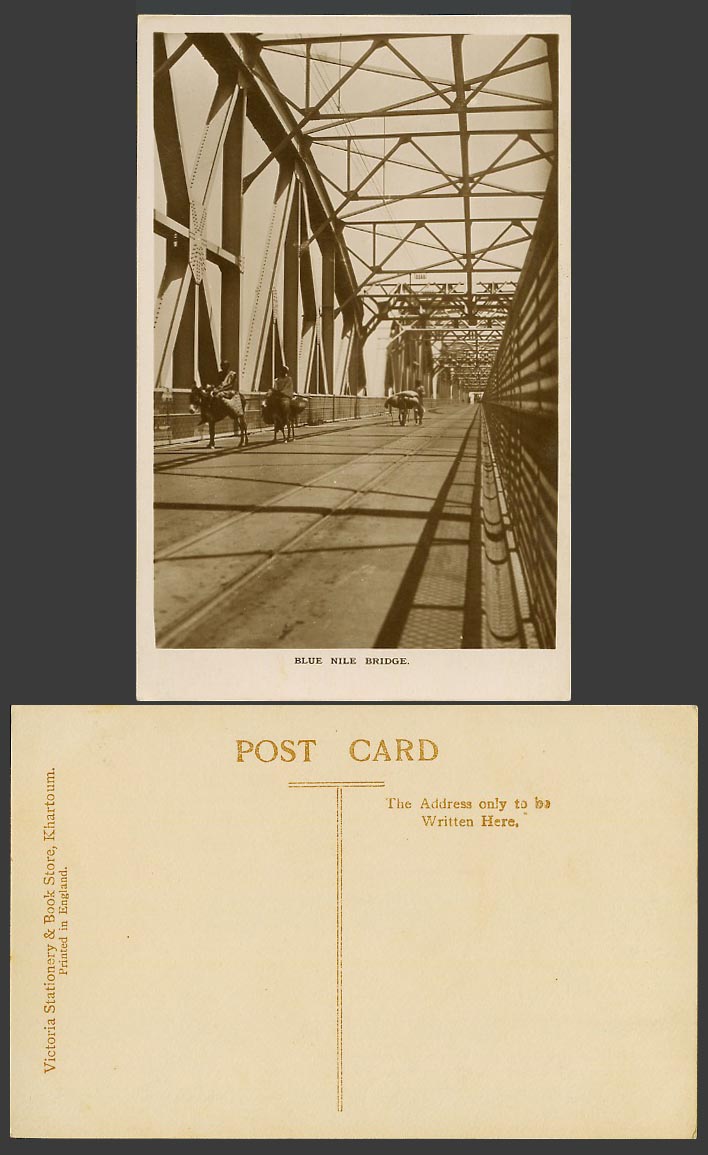 Sudan Old Real Photo Postcard Blue Nile Bridge Khartoum Truss Bridge Donkey Ride