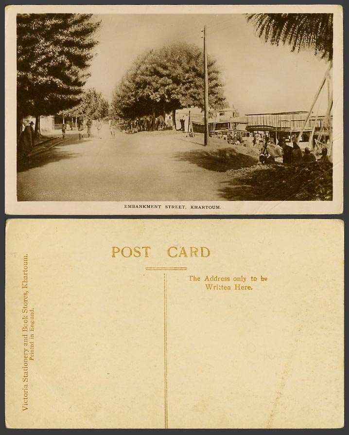 Sudan Old Real Photo Postcard Embankment Street Scene, Khartoum, Quay Wharf Pier