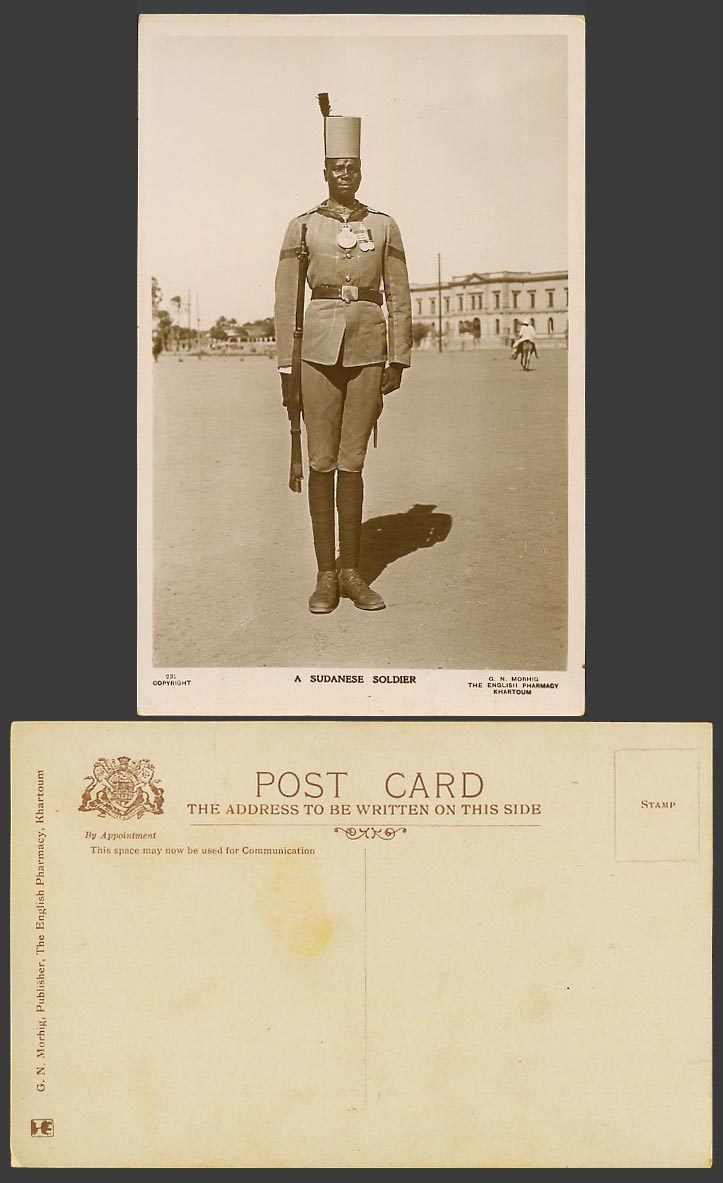 Sudan Old Real Photo Postcard A Sudanese Soldier Military Uniform Native Man 232