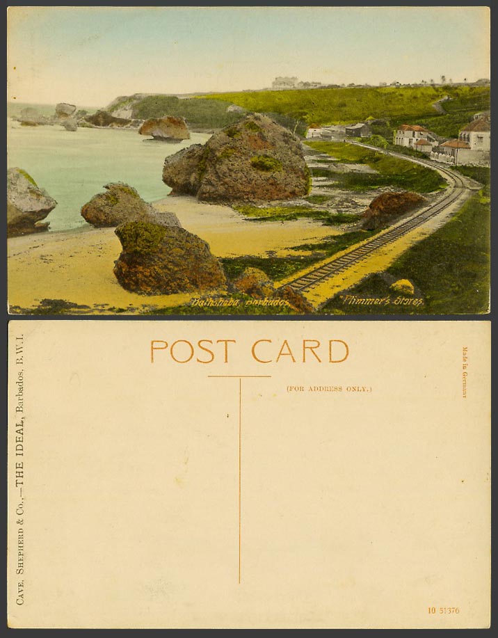 Barbados Old Colour Postcard Bathsheba Beach Big Rocks Railroad Seaside Panorama