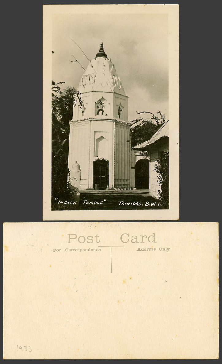 Trinidad 1933 Old Real Photo Postcard An India Indian Temple British West Indies
