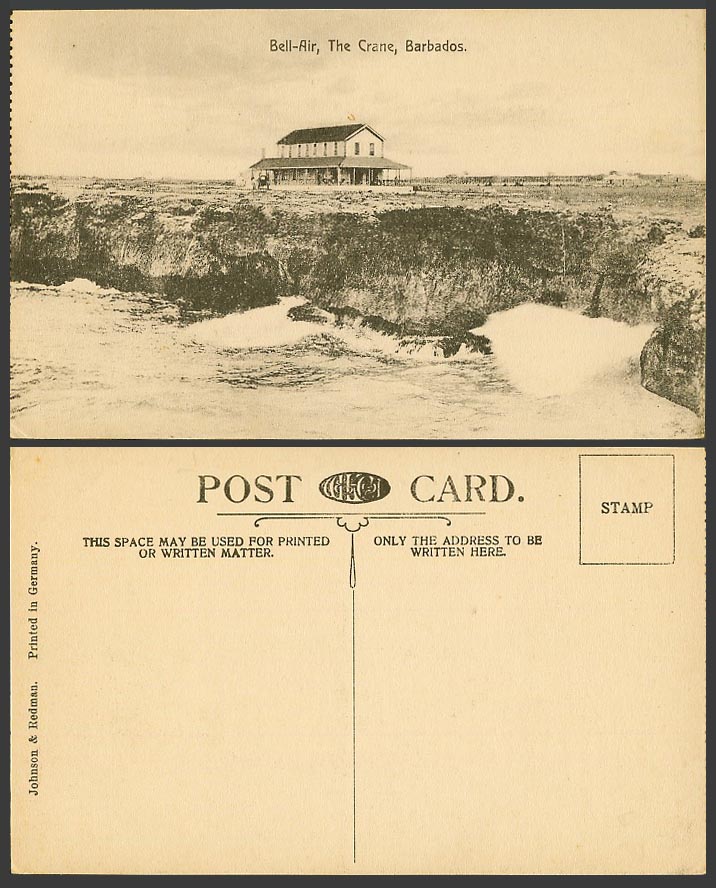 Barbados Old Postcard Bell-Air, The Crane, Cliffs British West Indies B.W.I. BWI
