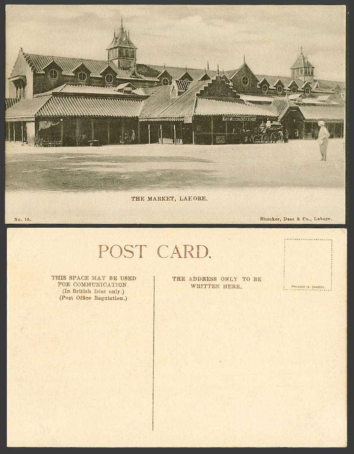Pakistan India Old Postcard Lahore The Market North Western Cycle Store Horse Ct