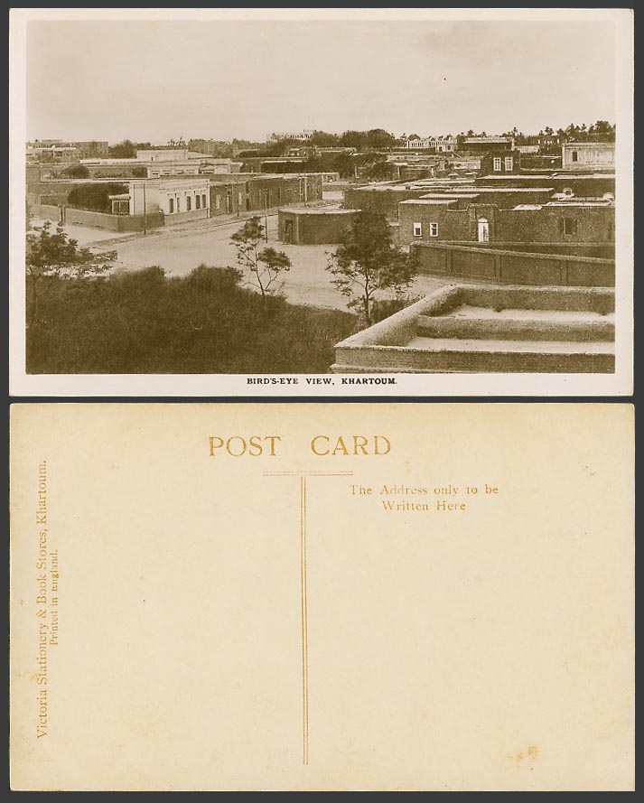 Sudan Old Real Photo Postcard Khartoum, Bird's Eye View, Street Scene, Panorama