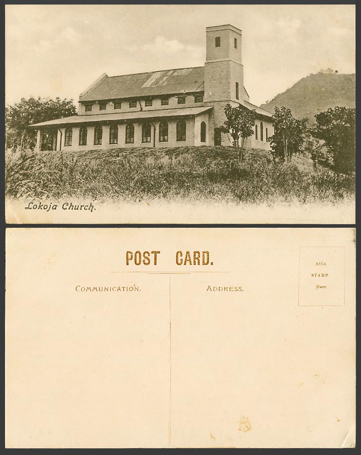 Nigeria Africa Old Postcard Lokoja Church Building Lokoja Kogi State Hills Trees