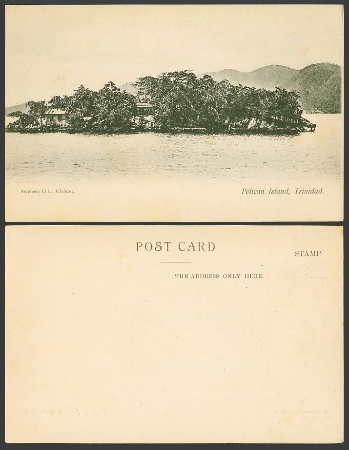 Trinidad Old UB Postcard Pelican Island Port of Spain Gulf of Paria Hills B.W.I.
