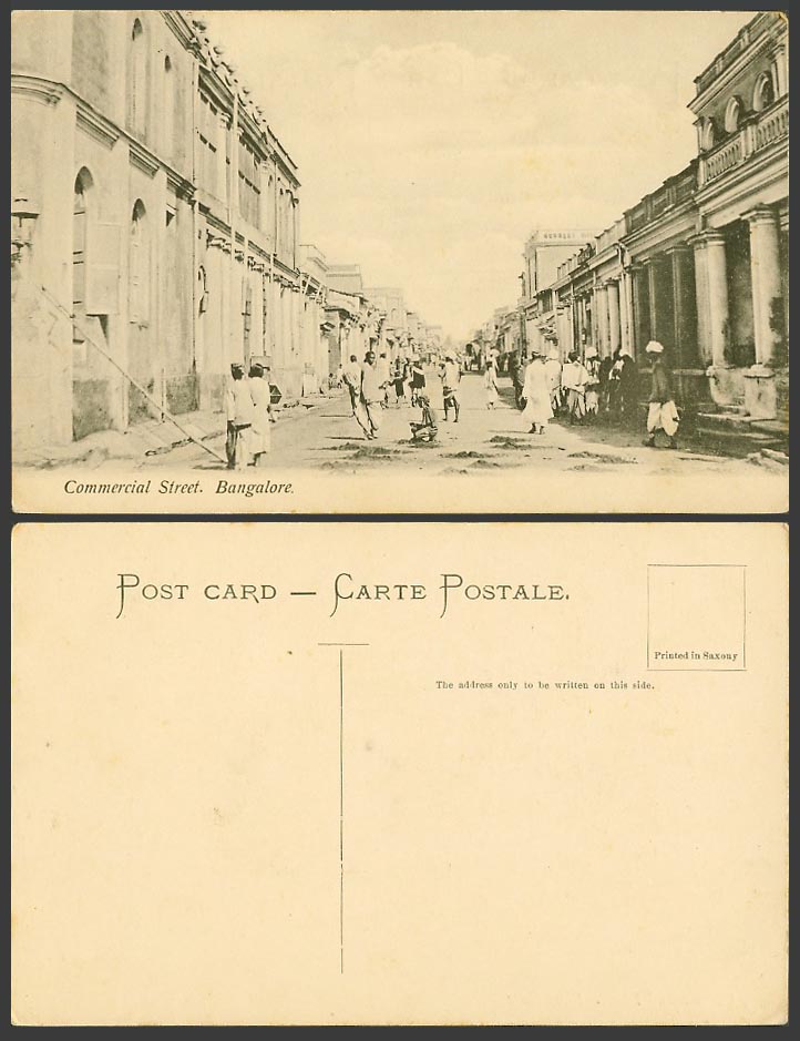 India Old Postcard Commercial Street Scene Bangalore, Natives Native Ethnic Life