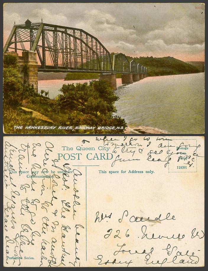Australia Old Colour Postcard Hawkesbury River Scene Railway Bridge Sunset N.S.W