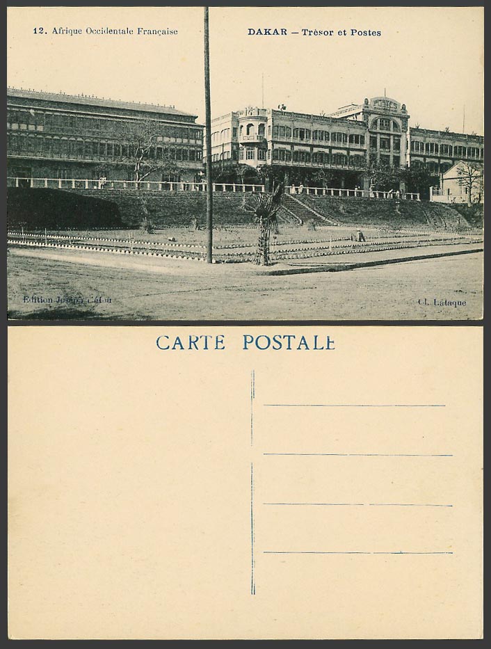 Senegal Old Postcard Dakar Tresor et Postes, Treasury and Post Office, Buildings