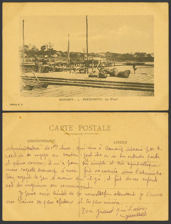 Dahomey Benin Old Postcard Porto-Novo Le Wharf Quay Harbour, West Africa