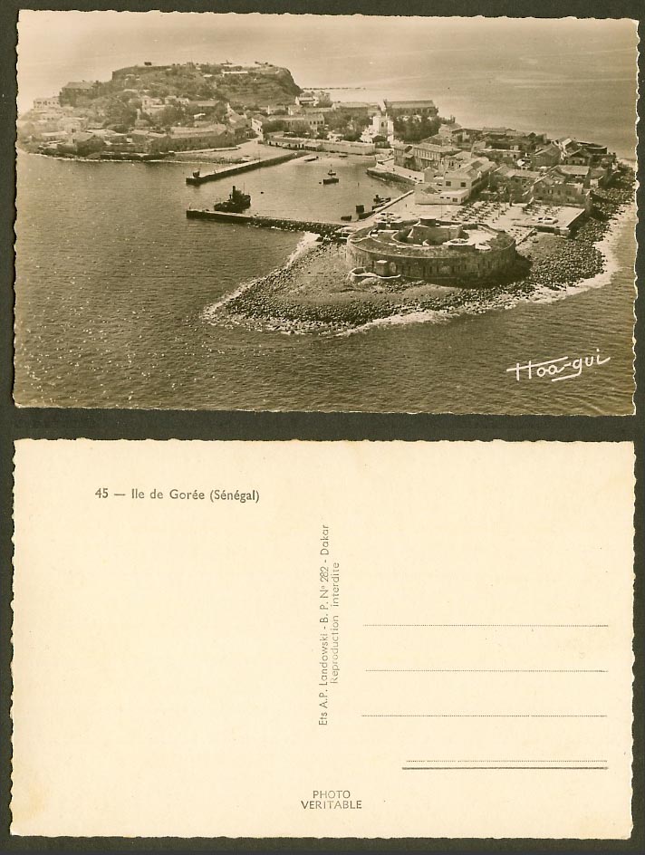 Senegal Old R. Photo Postcard Ile de Gorée Goree Island Dakar Pier Jetty Harbour