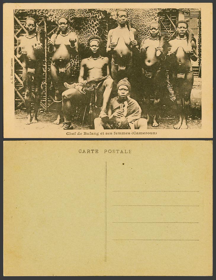 Cameroun Cameroon Old Postcard Chief of Bafang and His Wives Women, Chef, femmes