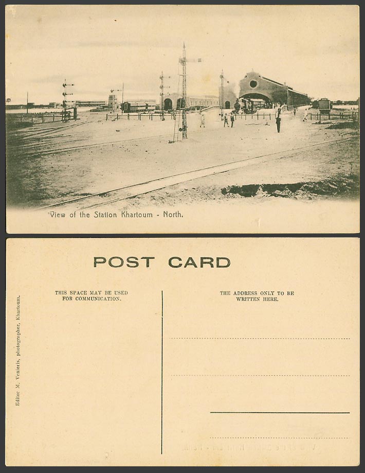 Sudan Old Postcard Khartoum. Railway Station, North, Locomotive Train, Railroads