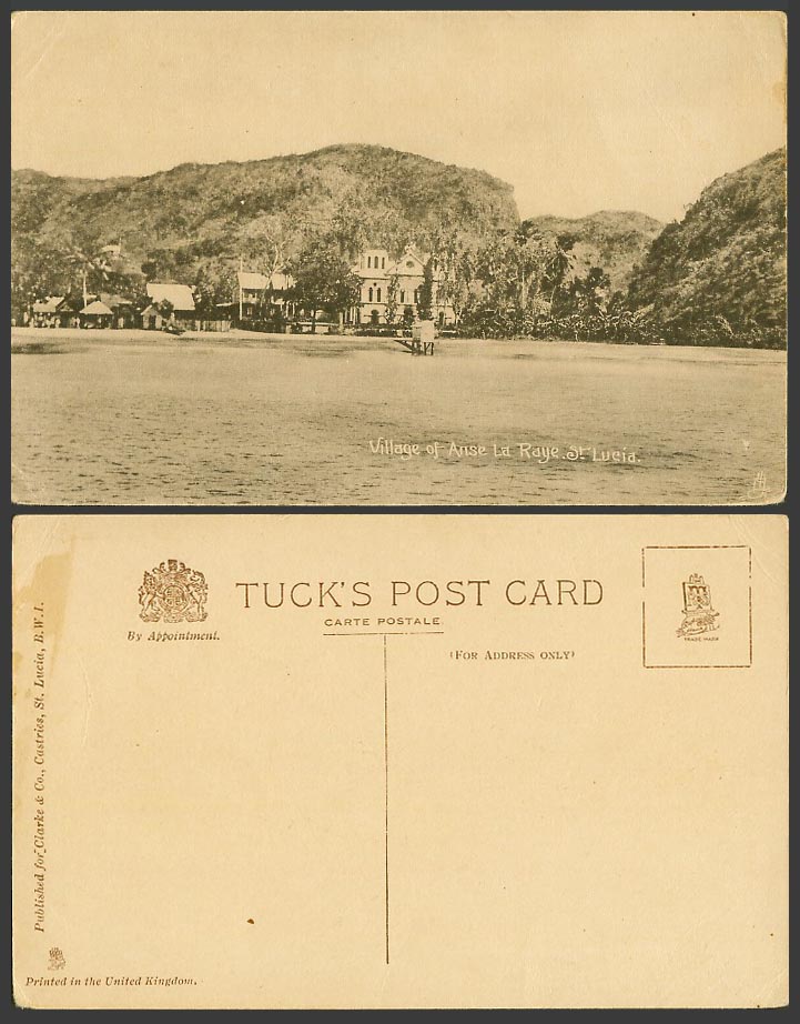 Saint St. Lucia Old Tuck's Postcard Village of Anse La Raye, Hills, General View